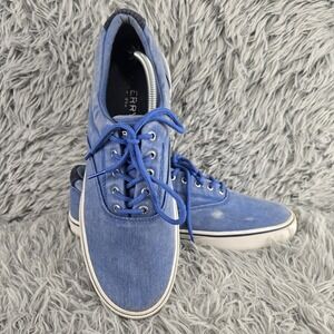 Sperry Mens 13 Blue Striper II‎ CVO Canvas Lace Up Sneakers STS24061